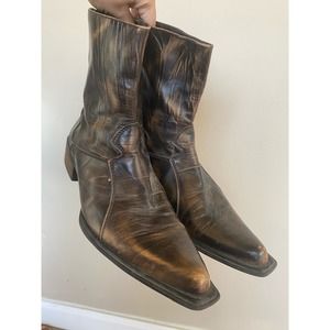 Steve Madden P-Milyon Leather Pointed Toe Western Boots Leather Brown Men’s 11